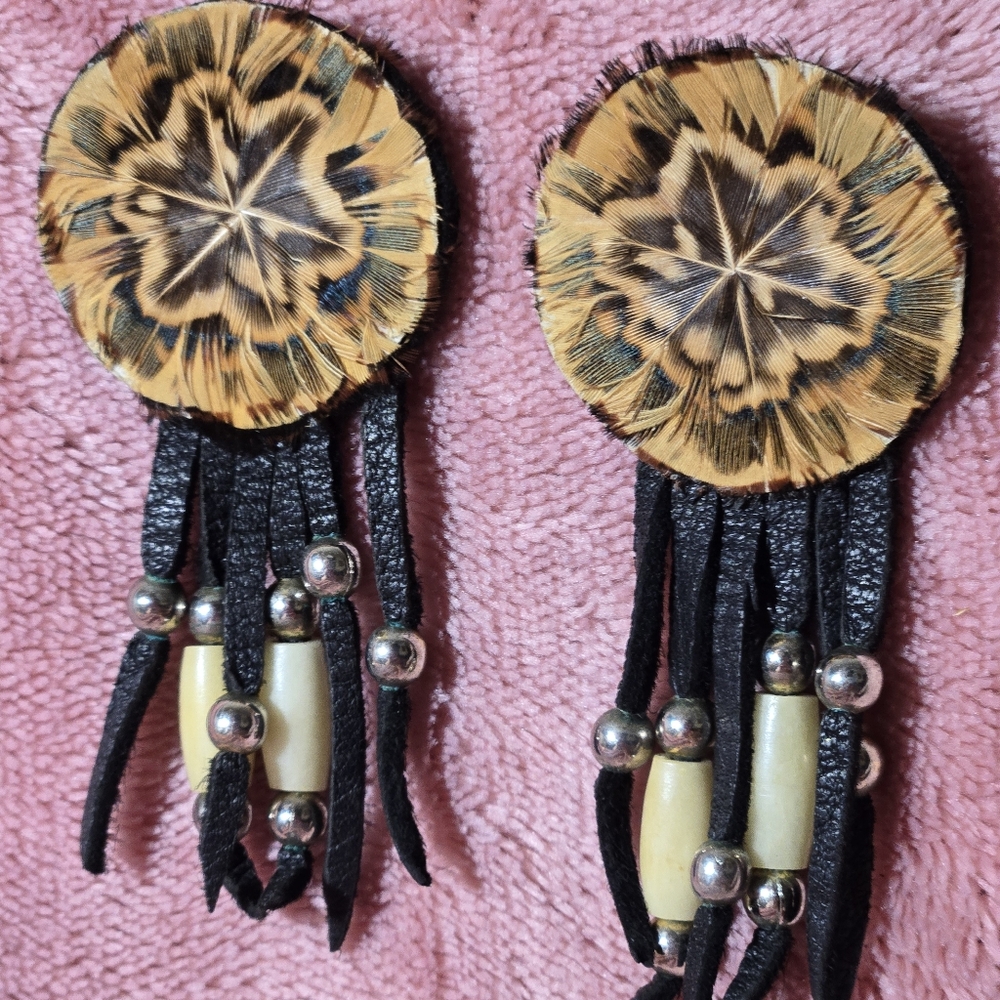 Handcrafted Black and Tan Earrings